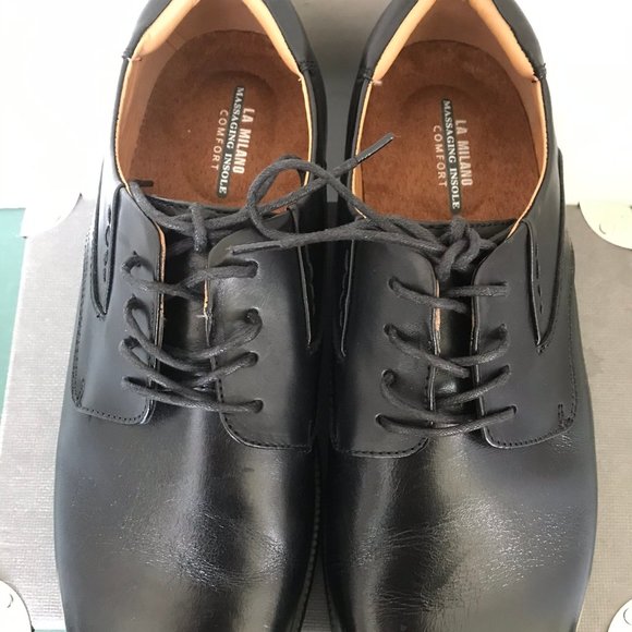 La Milano Black Men\'s Classic Oxford  Dress Shoes